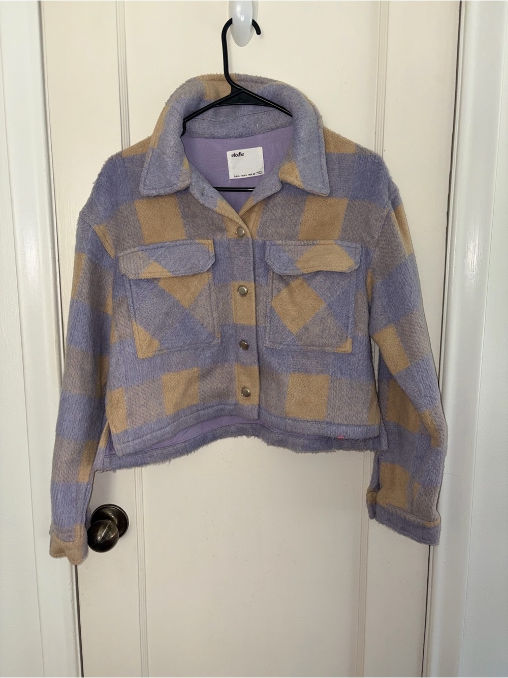 Elodie plaid cropped button-up shirt jacket- NWT